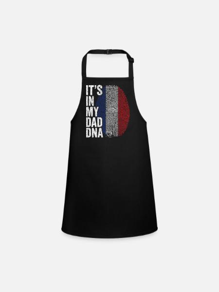 French Flag French Dad Footprint - Children's Apron - black - Front