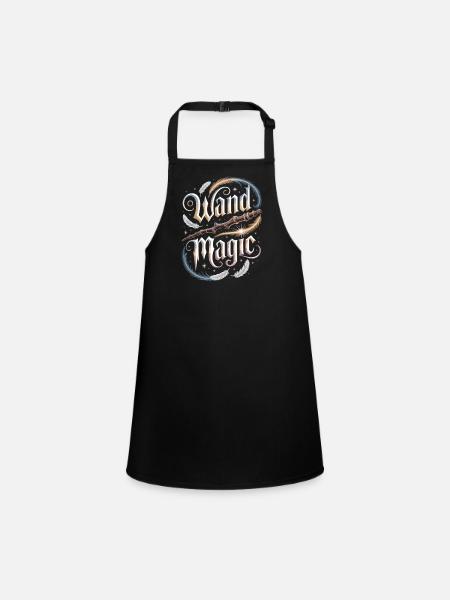 Forest Spell Wand Magician Shirt - Children's Apron - black - Front