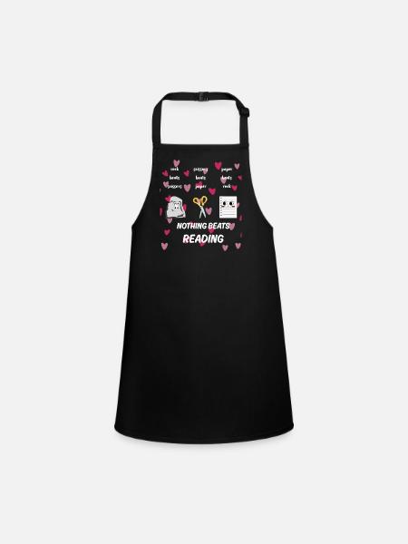 Nothing Beats Reading Rock Paper Scissors - Children's Apron - black - Front