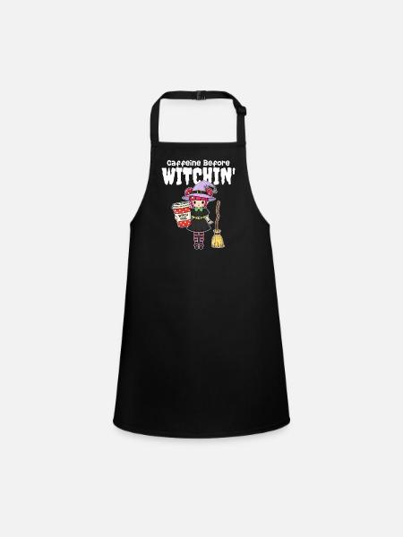 CAFFEINE BEFORE WITCHIN' - WITCH HALLOWEEN - Children's Apron - black - Front