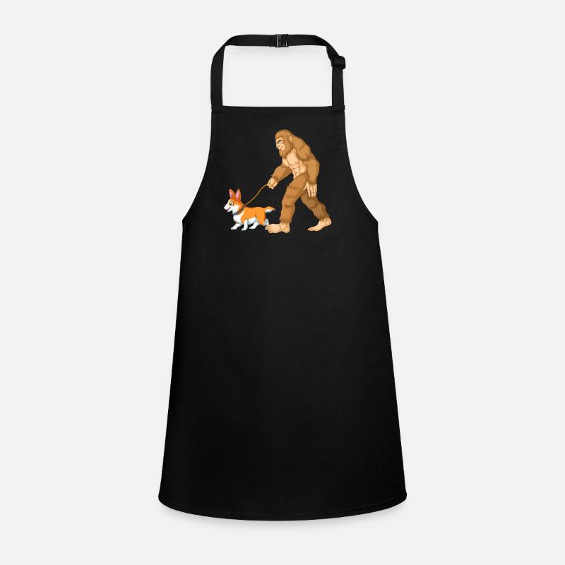 Bigfoot promenant un corgi - Conception amusante de chien cryptide Tablier Enfant