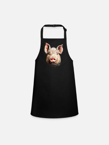 Cochon domestique Truie Cochons Love Piggy - Tablier Enfant - noir - Devant