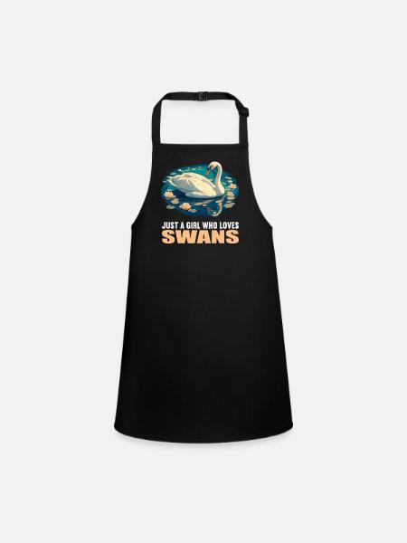 Schwäne Schwan - Schürze für Kinder - Schwarz - Vorne