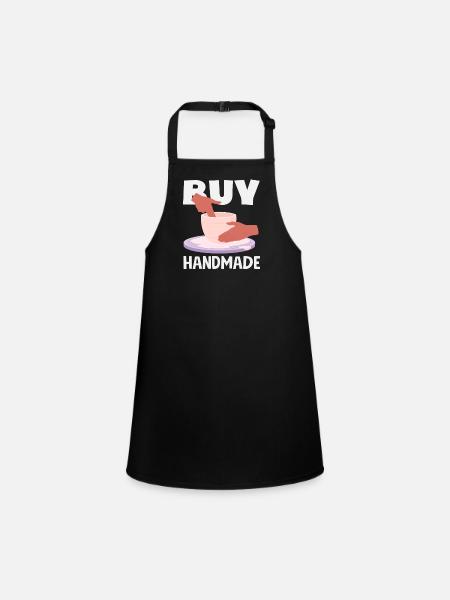 Buy Handmade Ceramic Art - Children's Apron - black - Front