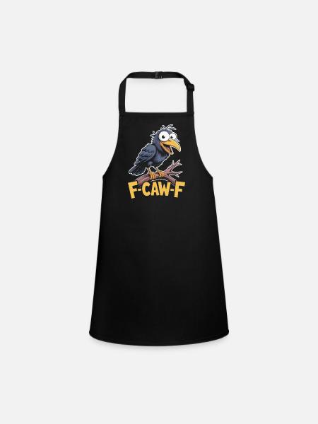 F-Caw-F Meme Krähe - Schürze für Kinder - Schwarz - Vorne