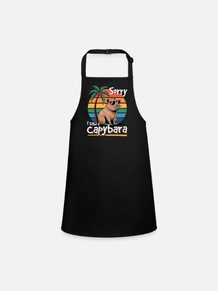 Funny aesthetic Kawaii Capybara - Children's Apron - black - Front