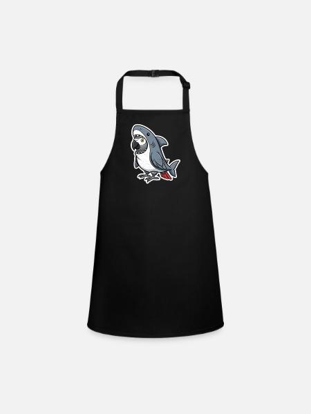 Shark Graupapagei Cartoon - Schürze für Kinder - Schwarz - Vorne