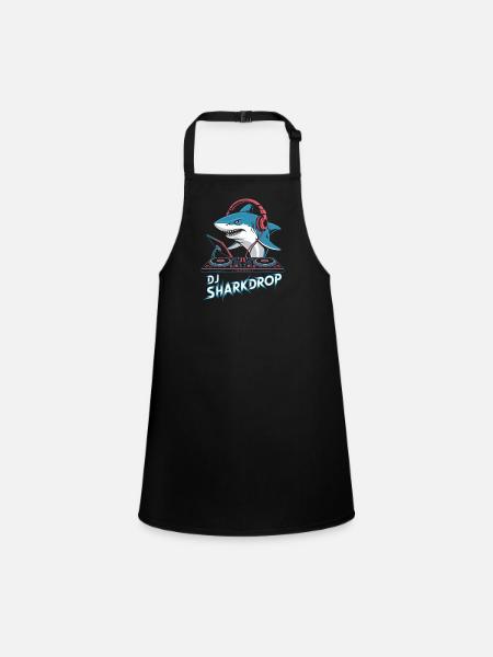 DJ SHARKDROP Hai DJ with headphones at the mixing desk - Children's Apron - black - Front