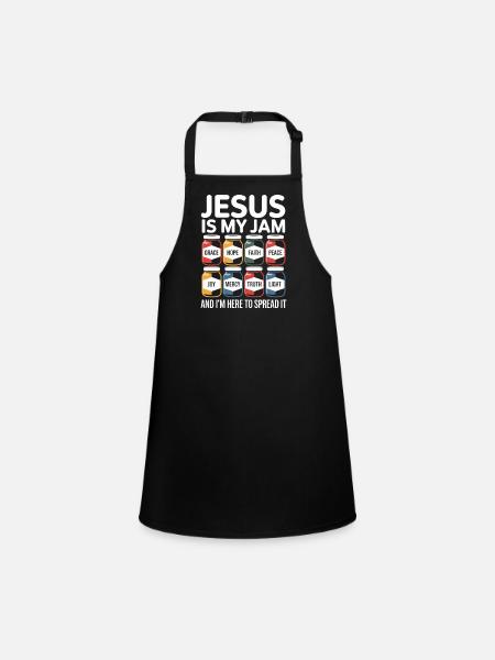  Jesus Ist Mein Ding Mit Gnade, Hoffnung, Glaube, - Schürze für Kinder - Schwarz - Vorne