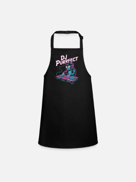DJ PURRRFECT Chat DJ avec Table de mixage Rave - Tablier Enfant - noir - Devant
