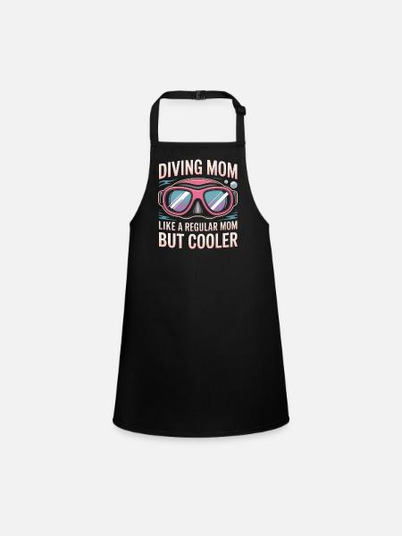 Diving Saying Mom Funny Diving Gift - Children's Apron - black - Front