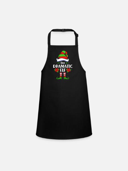 Elfe Elf Weihnachtsgeschenk Dramaqueen Drama - Schürze für Kinder - Schwarz - Vorne
