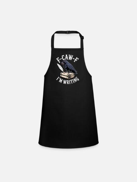 Raven quill and scrolls - Children's Apron - black - Front
