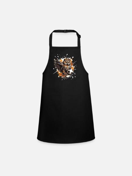 Owl Football Team - Children's Apron - black - Front