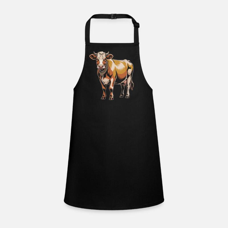 Portrait de vache avec bandana dans les tons de terre Tablier Enfant