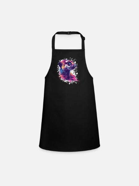 Coloured Meerkat - Children's Apron - black - Front