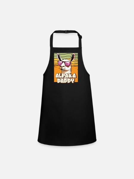 Alpaca Fan Retro Llama Funny - Children's Apron - black - Front
