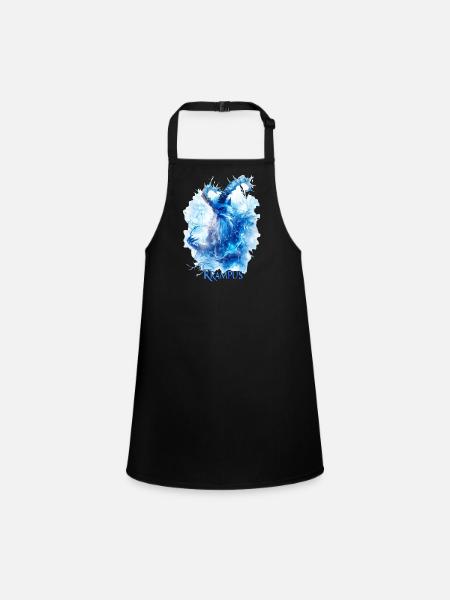 Krampus Eisblau – Mystisches Wintermotiv Folklore - Tablier Enfant - noir - Devant