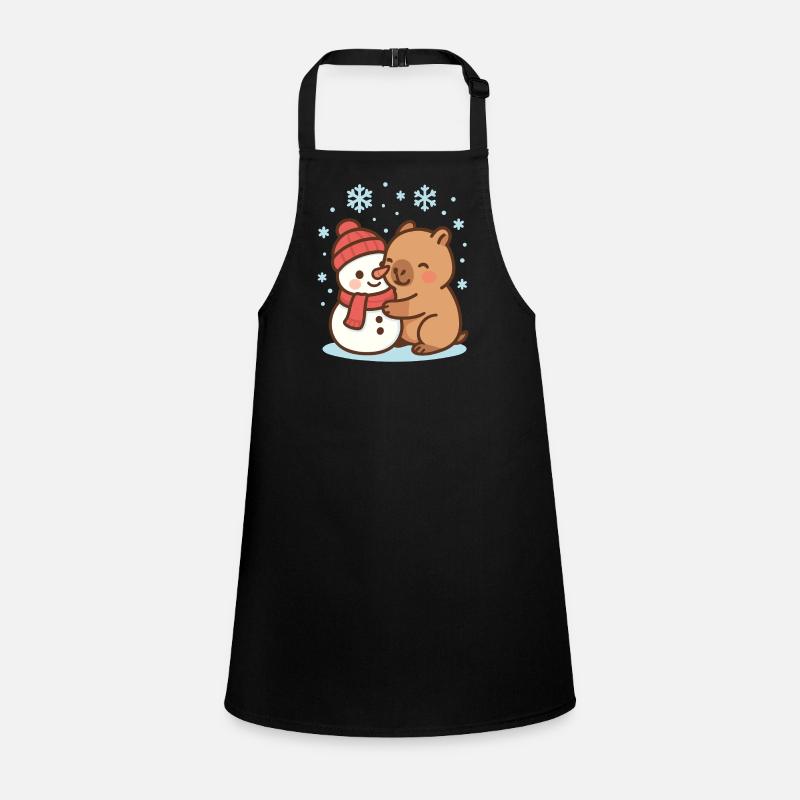 Capybara hugging snowman in winter Children's Apron