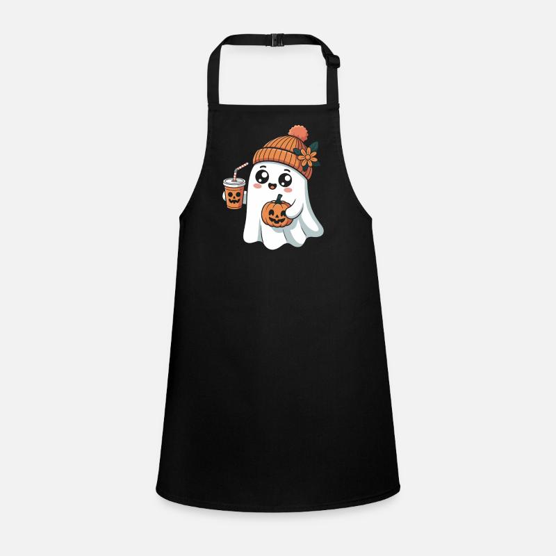 Cute Ghost With Pumpkin Spice Latte And Children's Apron