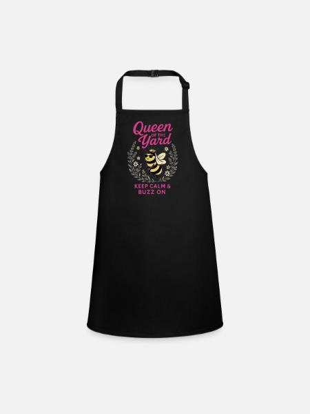 Bees Queen of the Garden - Children's Apron - black - Front