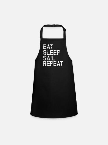 Nautic Design Eat Sleep Sail Repeat - Children's Apron - black - Front