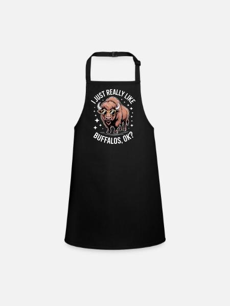 Buffalo Saying Buffalo Funny Buffalo Gift - Children's Apron - black - Front