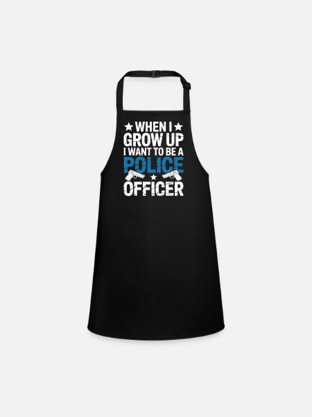 Wenn ich groß bin - Police Officer Design - Schürze für Kinder - Schwarz - Vorne