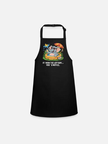 Funny If I Won The Lottery You'd Notice Yacht boat - Children's Apron - black - Front