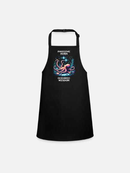 Oceanic Wisdom | Passive Aura Octopus Spell - Children's Apron - black - Front