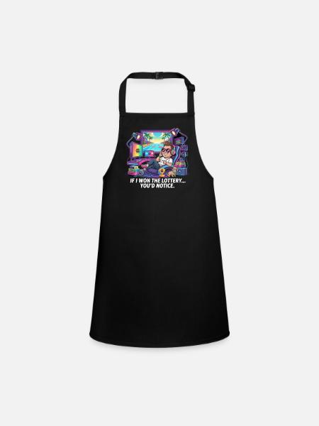 Funny If I Won The Lottery You'd Notice Yacht boat - Children's Apron - black - Front