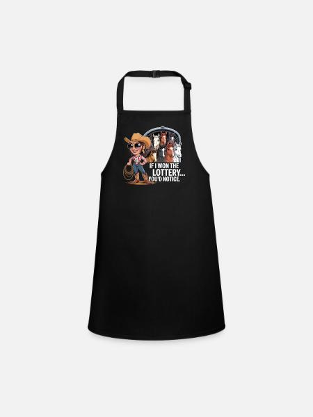 Funny If I Won The Lottery You'd Notice Yacht boat - Children's Apron - black - Front