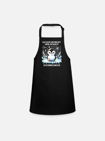 Réalisation du brise-glace | Penguin Gamer Humour - Tablier Enfant - noir - Devant