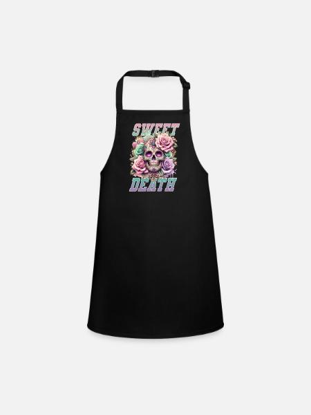 Fleurs Crâne Beauté Floraison - Tablier Enfant - noir - Devant