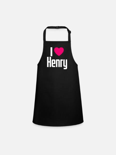 I Love Henry Pinkes Herz Ich liebe Henry - Schürze für Kinder - Schwarz - Vorne