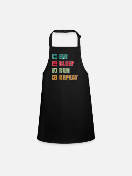 Eat Sleep Run Repeat – Aktiv-Lifestyle Shirt - Schürze für Kinder - Schwarz - Vorne