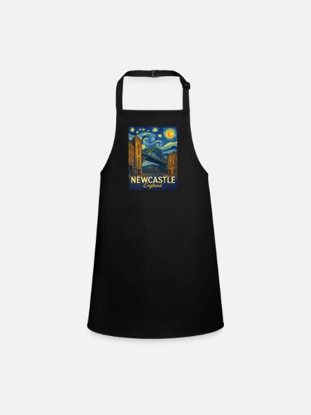 Newcastle, England - Children's Apron - black - Front