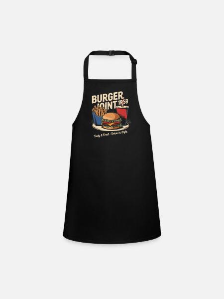 Vintage Diner Advertising - Children's Apron - black - Front