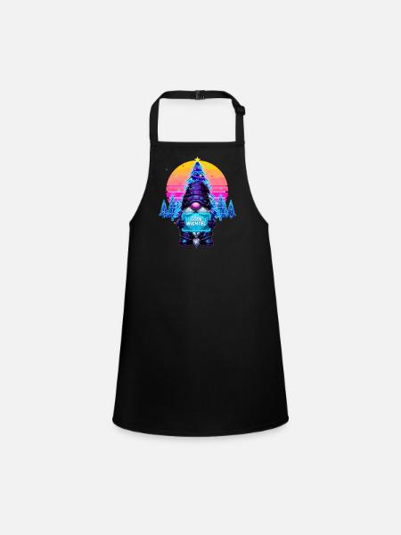 Cyberpunk Code Gnome - Synthwave Noël Nerd - Tablier Enfant - noir - Devant
