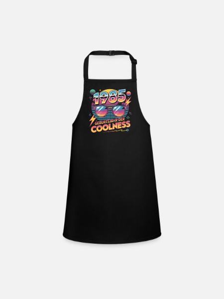 1985 Geburtstag der Coolness - Schürze für Kinder - Schwarz - Vorne