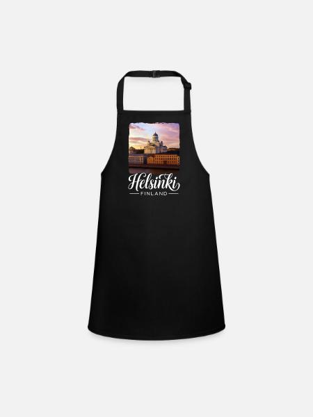 Helsinki Finland - Children's Apron - black - Front