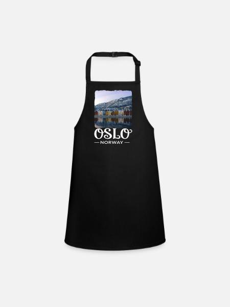 Oslo, Norway - Children's Apron - black - Front