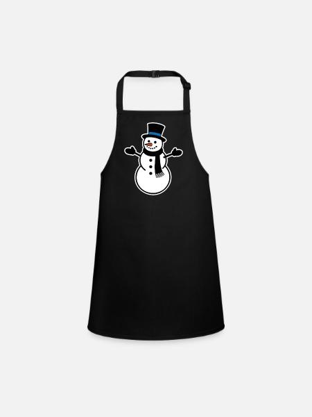 Snowman - Children's Apron - black - Front