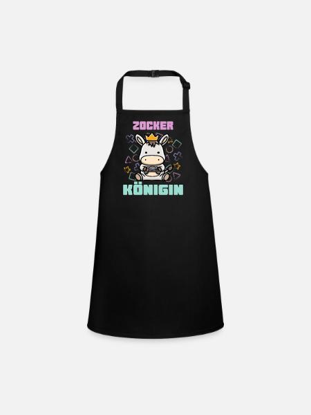 Zocker Königin - Schürze für Kinder - Schwarz - Vorne
