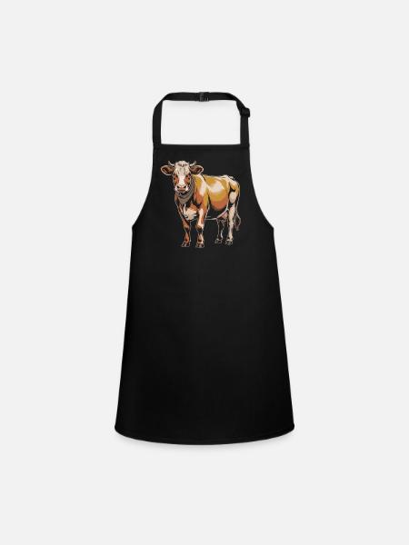 Vache avec bandana – Illustration rustique - Tablier Enfant - noir - Devant