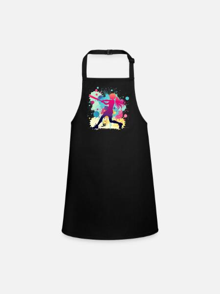 Joueuse de softball, softball, joueuse de softball - Tablier Enfant - noir - Devant