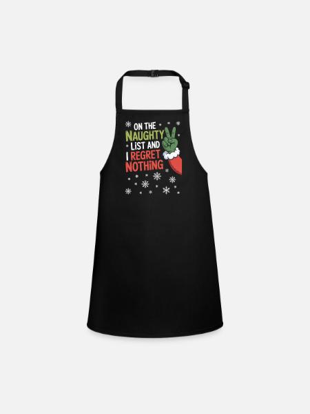 Naughty List Peace Sign Xmas Tee - Children's Apron - black - Front