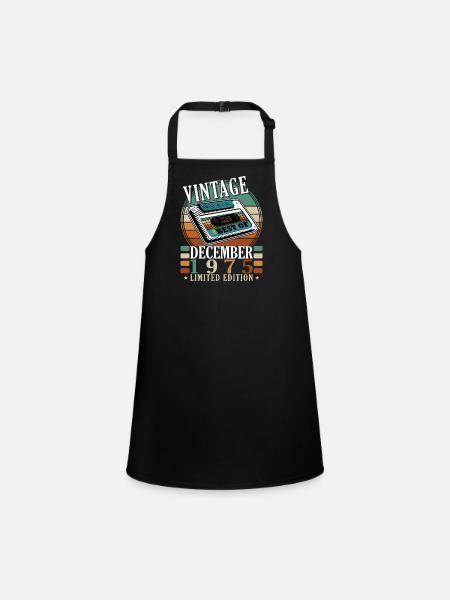 Vintage Dezember 1975 Best Of - Schürze für Kinder - Schwarz - Vorne