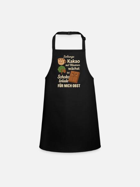 Chocolate is Fruit – Funny Cocoa Motif - Children's Apron - black - Front