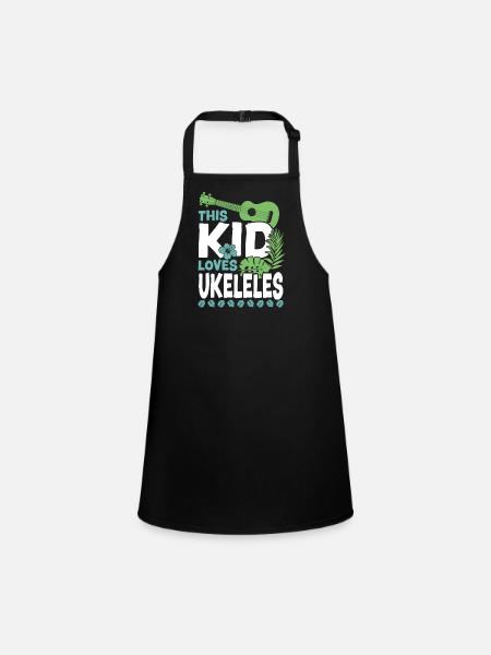 Hawaiian Ukulele Uke Kid This Kid - Children's Apron - black - Front